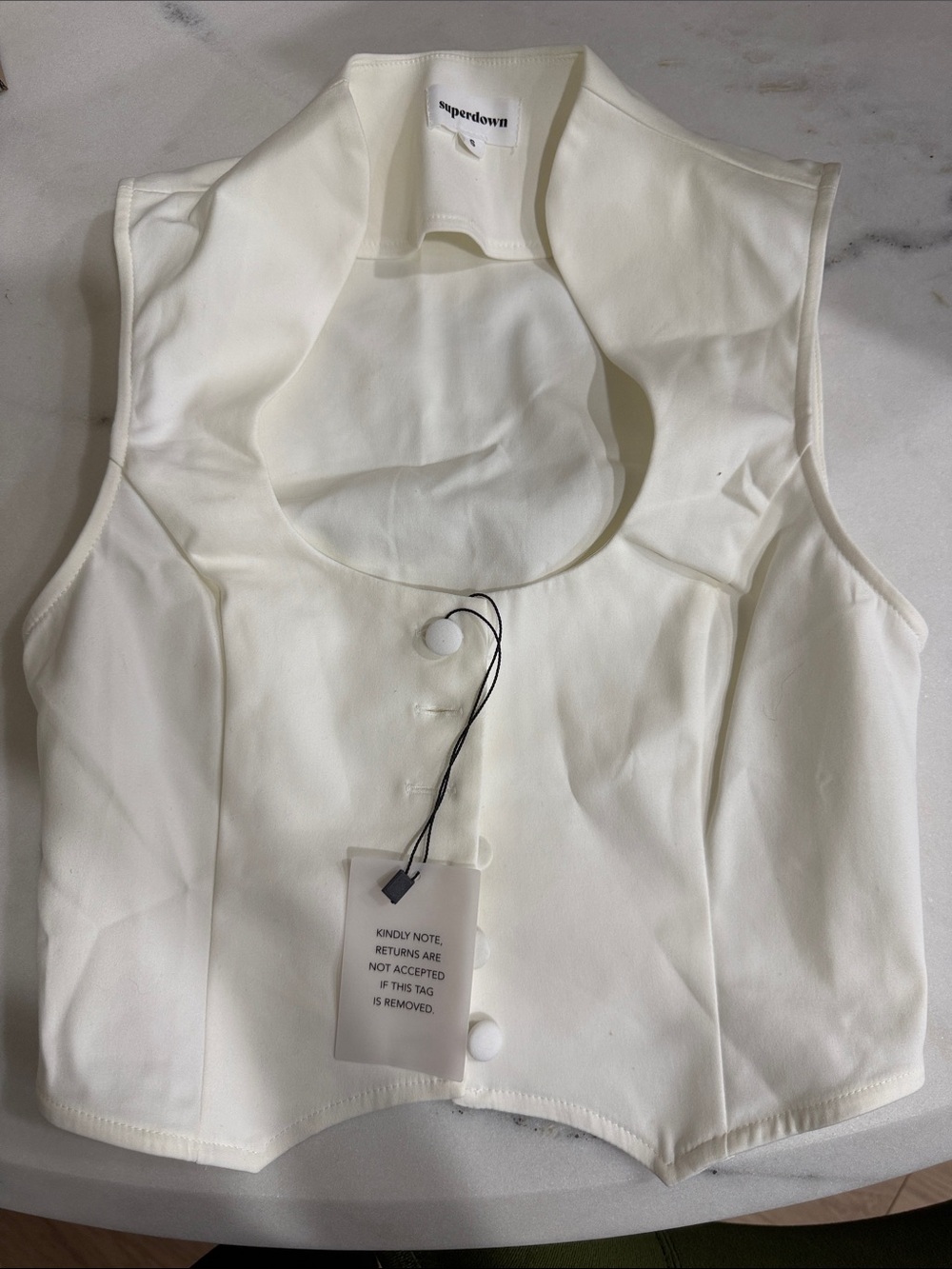 superdown Ivory Structured Crop Vest